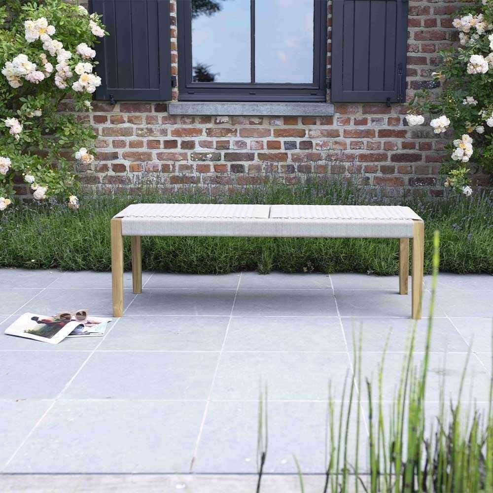 Wilsa Garden - Banc de jardin en teck massif et cordage Calvi - Imagen 3