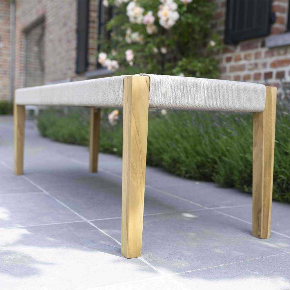 Wilsa Garden - Banc de jardin en teck massif et cordage Calvi - Imagen 4