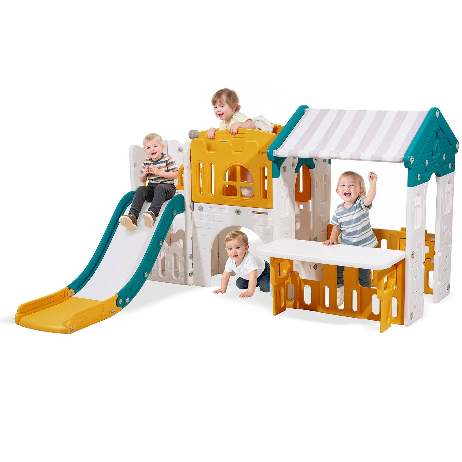 Vevor - VEVOR Maisonnette pour enfants 1+ - maison de jeu extérieure avec toboggan, panier de basket, télescope, volant, table d'activités, structure PEHD.
