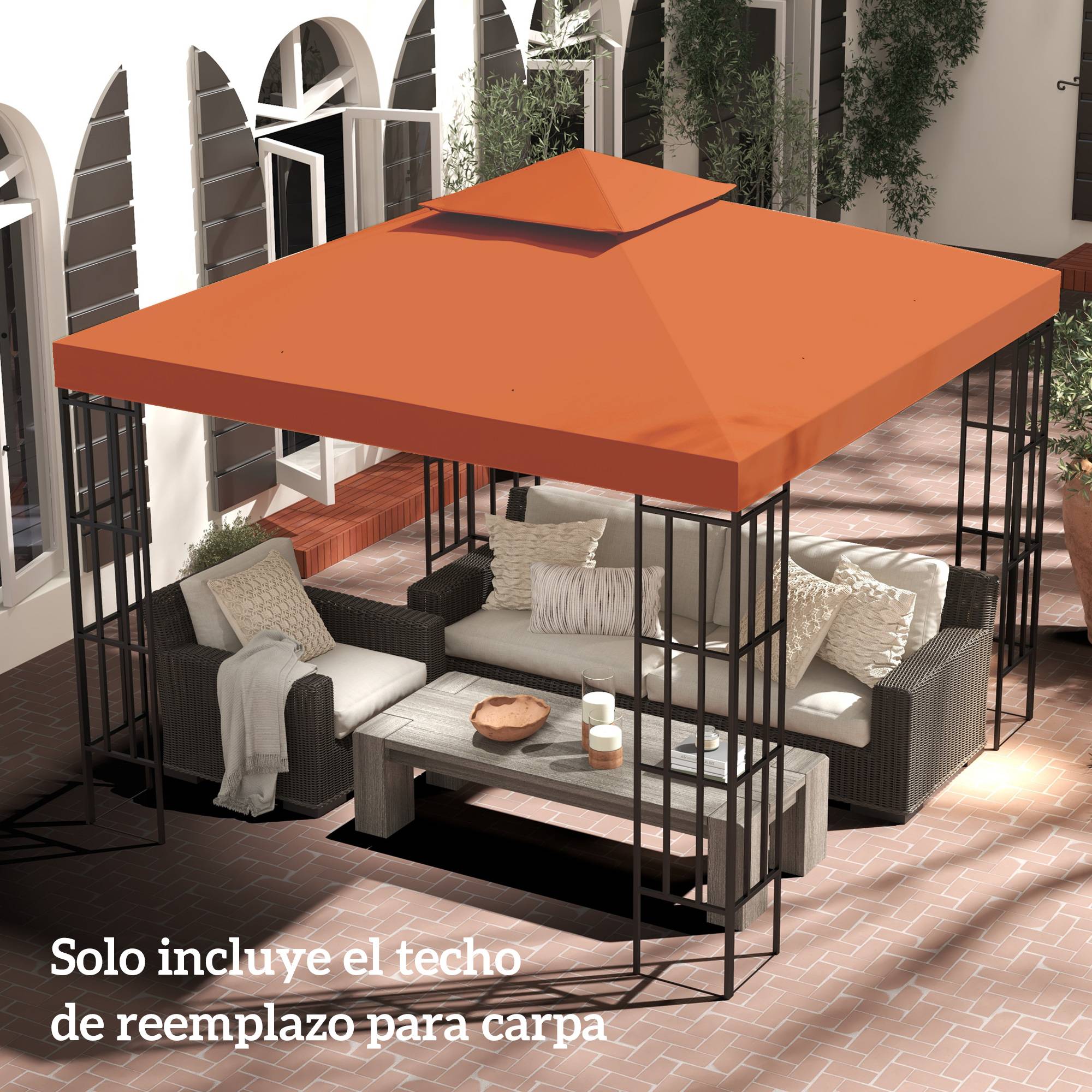 Toit de remplacement 3x3 m pour tente pavillon, housse de rechange de gazebo, toit respirant, 8 trous de drainage, rouge - Image 8