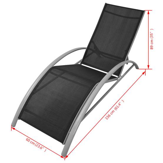 Chaises longue | Transat | Bain de soleils et parasol Aluminium Noir - Image 8
