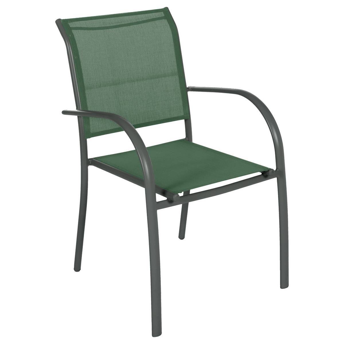 Hesperide - Fauteuil de jardin empilable "Piazza" vert olive & graphite en aluminium traité époxy Hespéride - Image 2