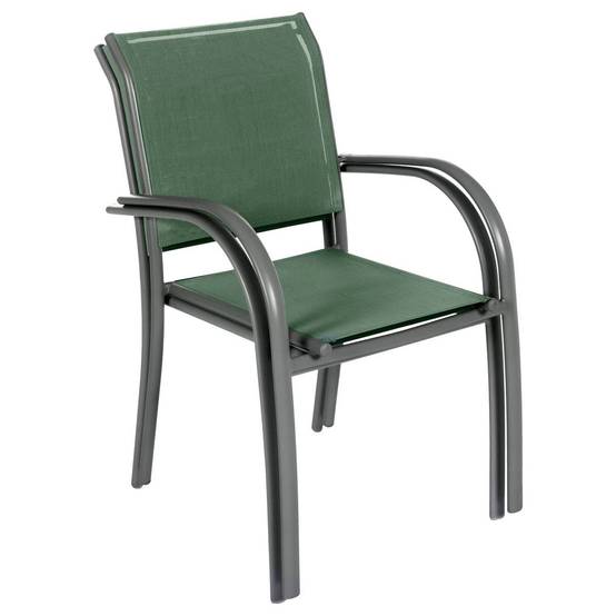 Hesperide - Fauteuil de jardin empilable "Piazza" vert olive & graphite en aluminium traité époxy Hespéride - Image 3