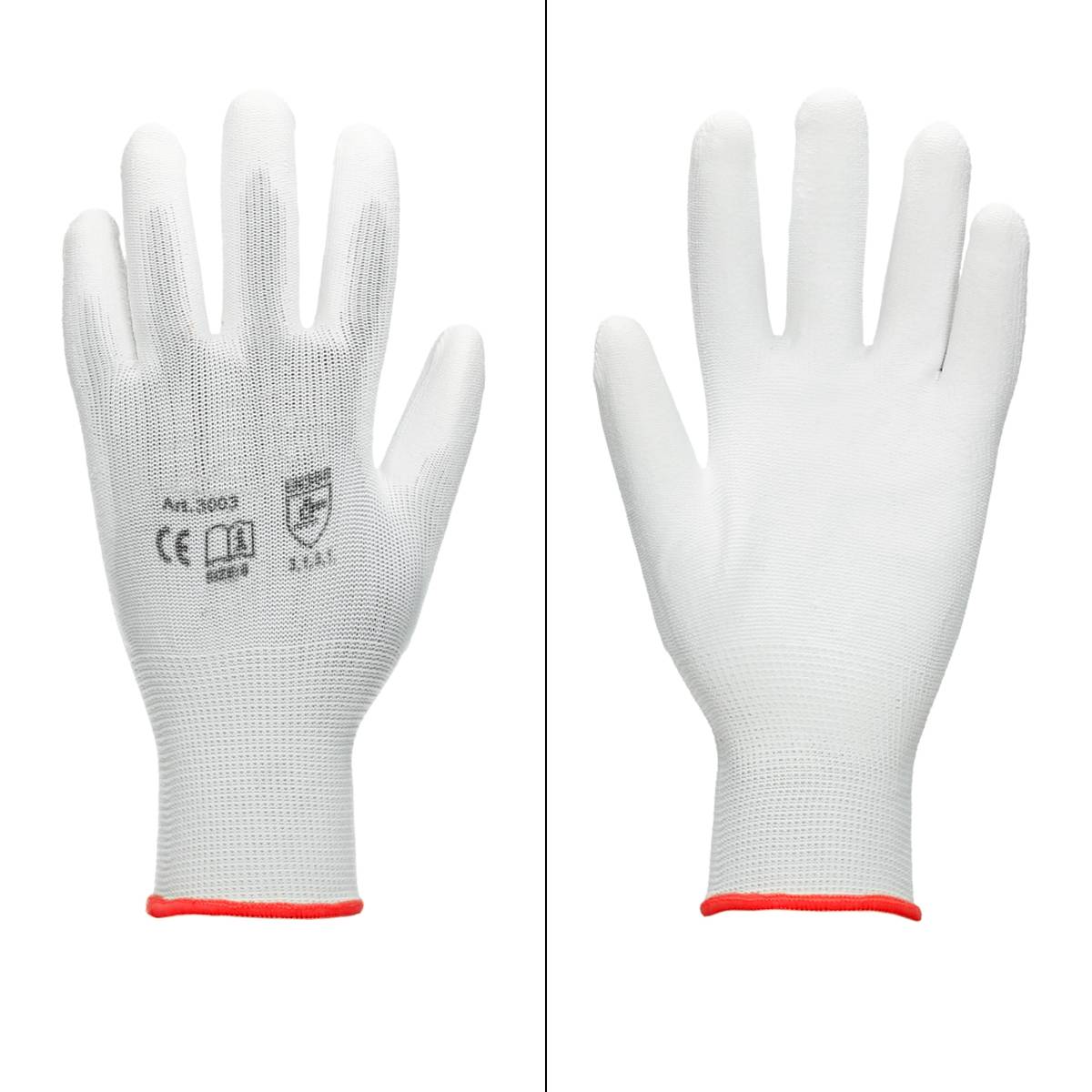 Ecd-Germany - ECD Germany 48 paires de gants de travail avec revêtement PU, taille 7-S, blanc, respirant, antidérapant - Imagen 2