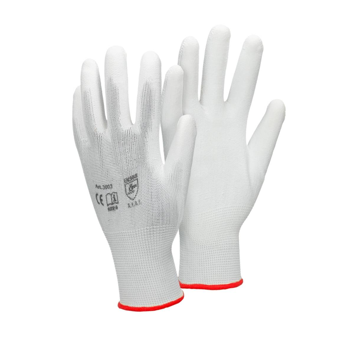 Ecd-Germany - ECD Germany 48 paires de gants de travail avec revêtement PU, taille 7-S, blanc, respirant, antidérapant - Imagen 1