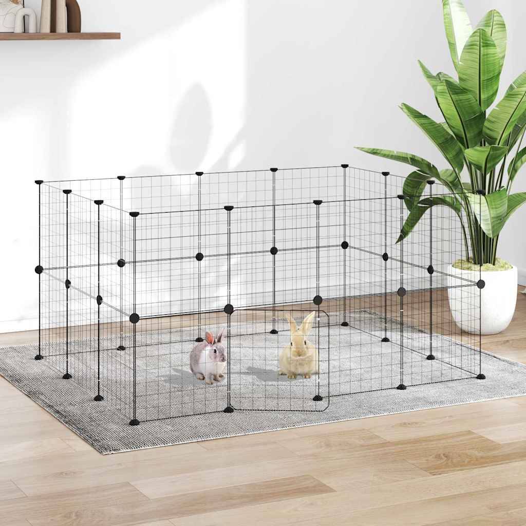 Vidaxl - Cage animaux de compagnie à 28 panneaux et porte Noir 140x105x70 cm vidaXL 3114038 - Imagen 1