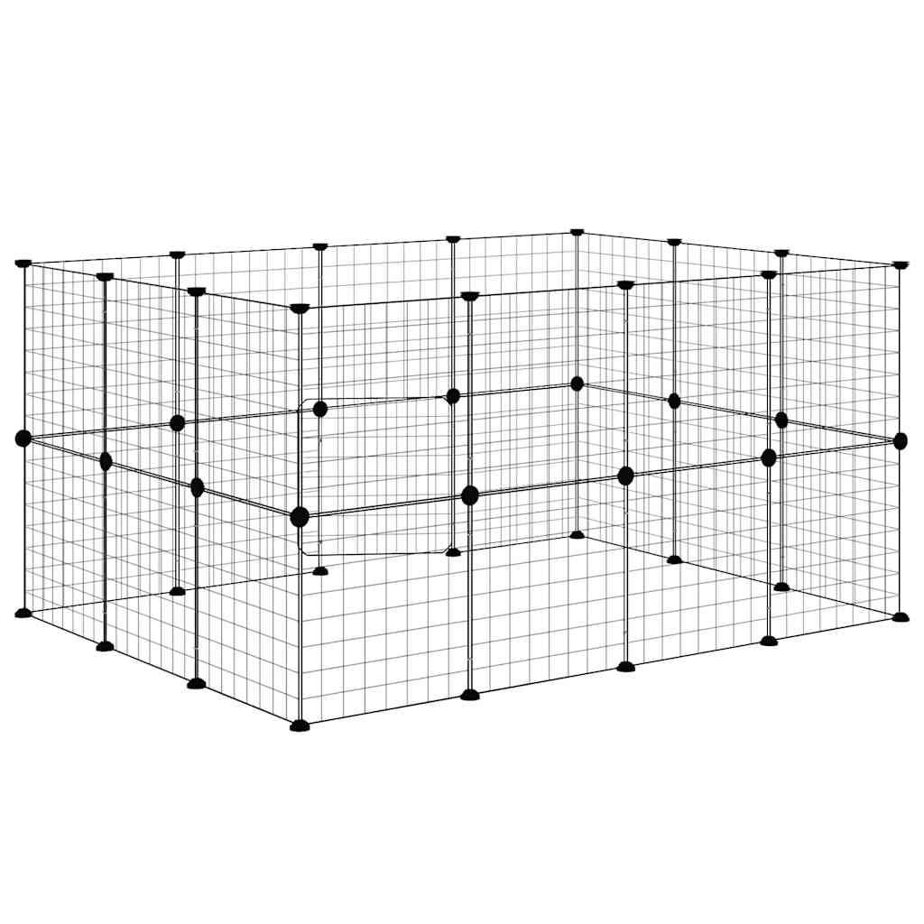 Vidaxl - Cage animaux de compagnie à 28 panneaux et porte Noir 140x105x70 cm vidaXL 3114038 - Imagen 8