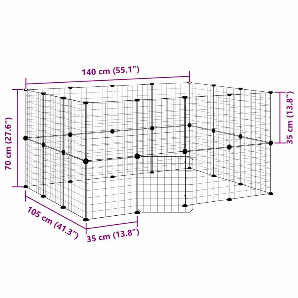 Vidaxl - Cage animaux de compagnie à 28 panneaux et porte Noir 140x105x70 cm vidaXL 3114038 - Imagen 3