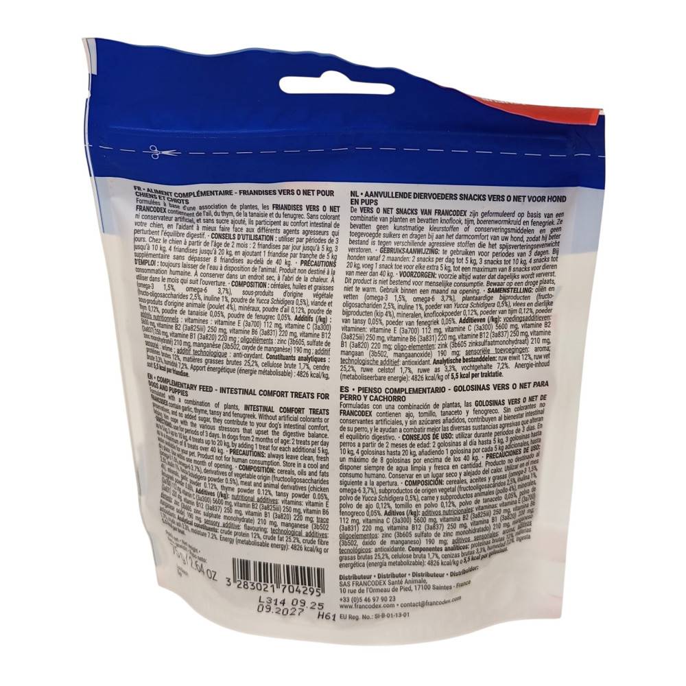Francodex - Vers o net Friandises Confort Intestinal 75 g pour chiens et chiots. - Image 2