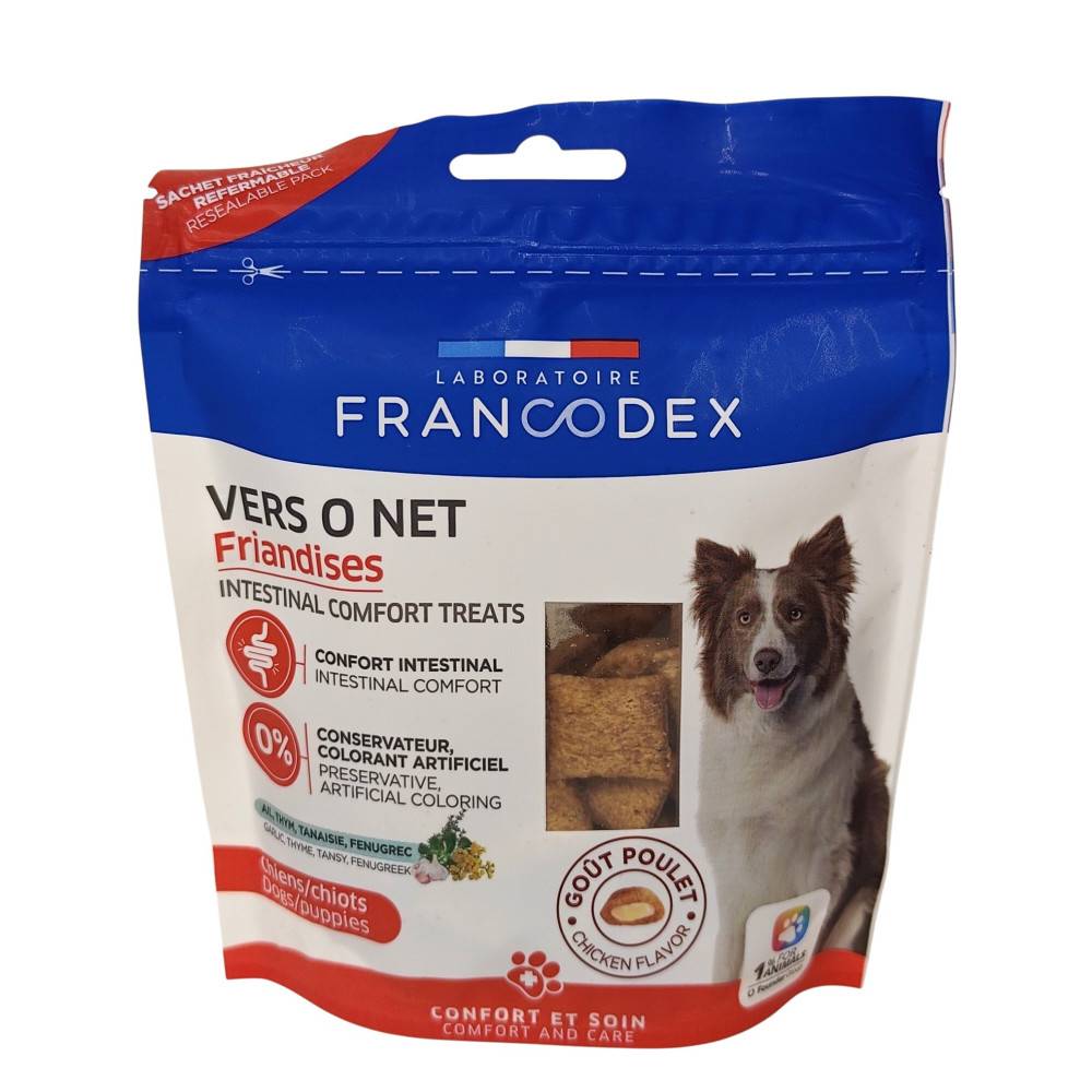 Francodex - Vers o net Friandises Confort Intestinal 75 g pour chiens et chiots. - Image 1