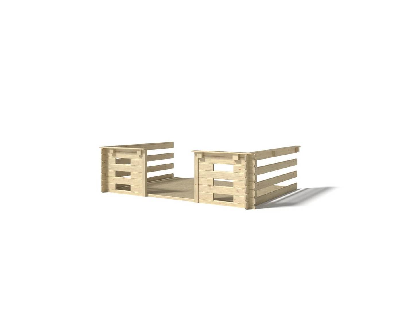 Altanka - Terrasse en bois avec balustrade pour abri en bois - 6m2 - 3m x 2m - couleur: naturel - DOM142 - ALTANKA - Imagen 1