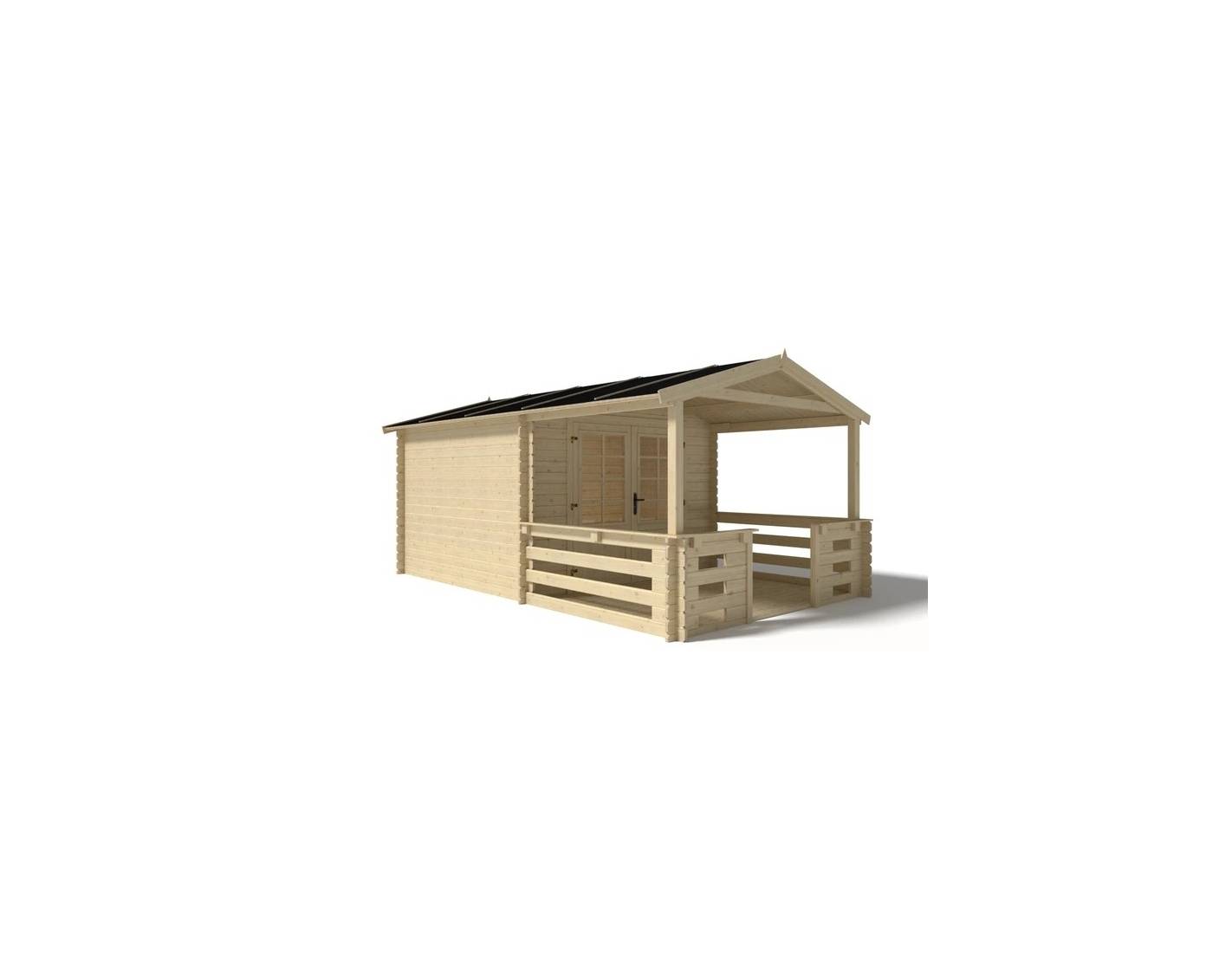 Altanka - Terrasse en bois avec balustrade pour abri en bois - 6m2 - 3m x 2m - couleur: naturel - DOM142 - ALTANKA - Imagen 4