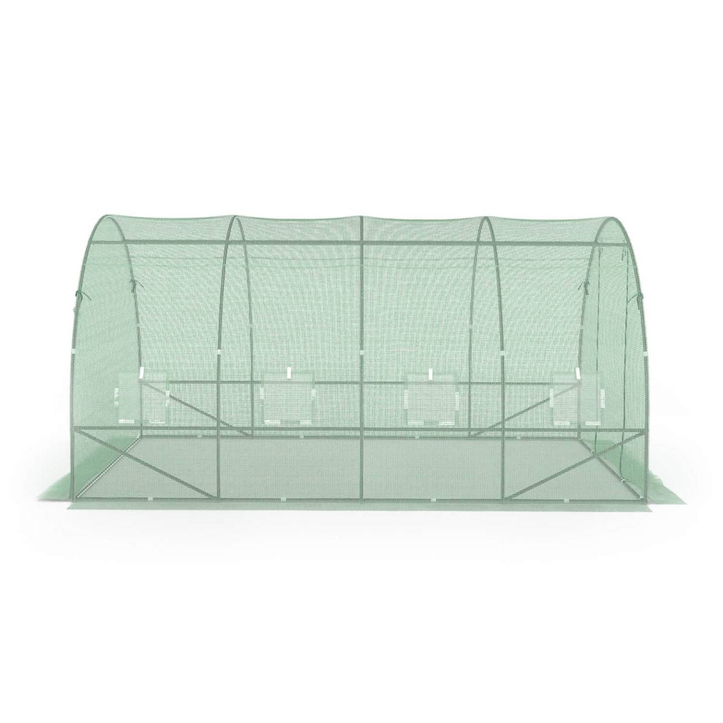 IDMARKET - Bâche de rechange pour serre de jardin tunnel 12m² 4 x 3 x 2 m anti-UV avec porte et fenêtres ZEBRA verte - Image 5
