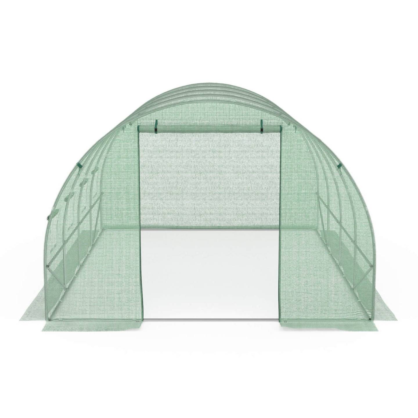 IDMARKET - Bâche de rechange pour serre de jardin tunnel 12m² 4 x 3 x 2 m anti-UV avec porte et fenêtres ZEBRA verte - Image 4