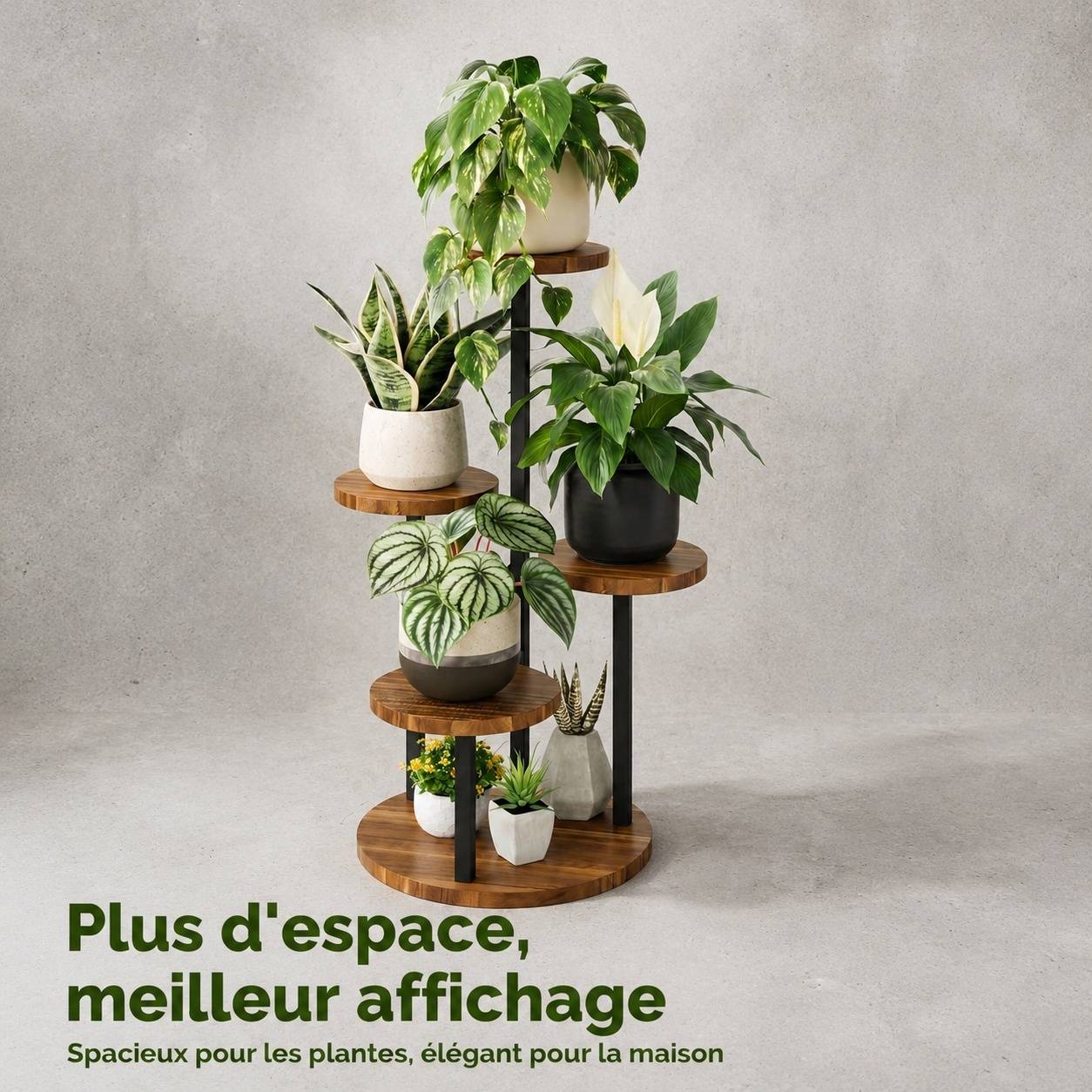 Support à Plantes en Bois Étagères Multiniveaux Intérieur/Extérieur Économiseur d'Espace - Image 5