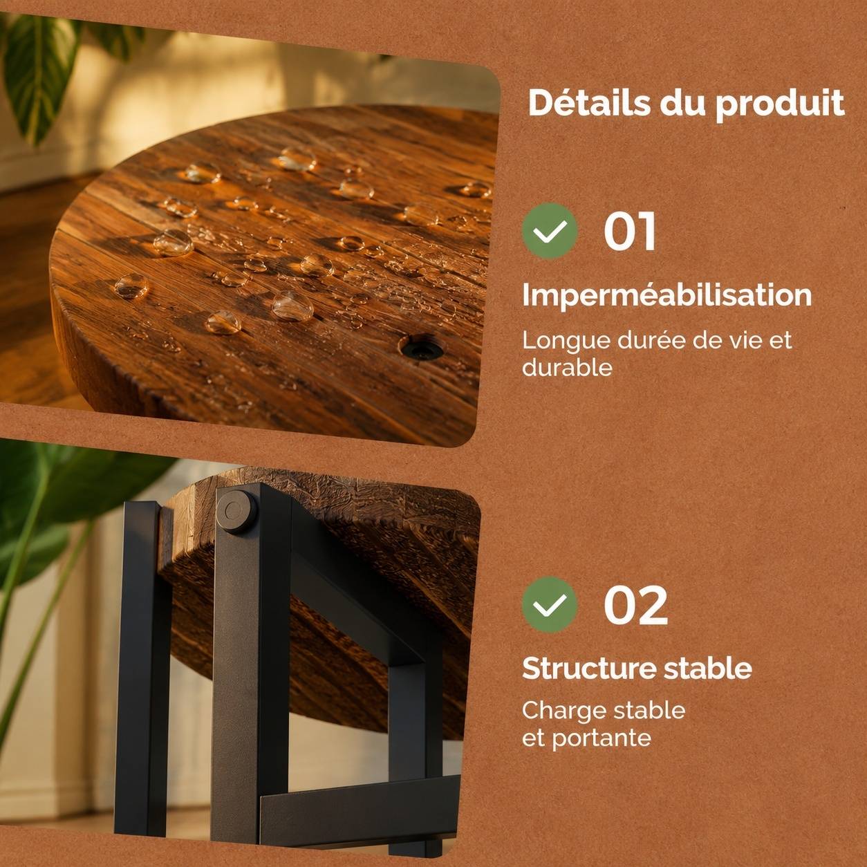 Support à Plantes en Bois Étagères Multiniveaux Intérieur/Extérieur Économiseur d'Espace - Image 3