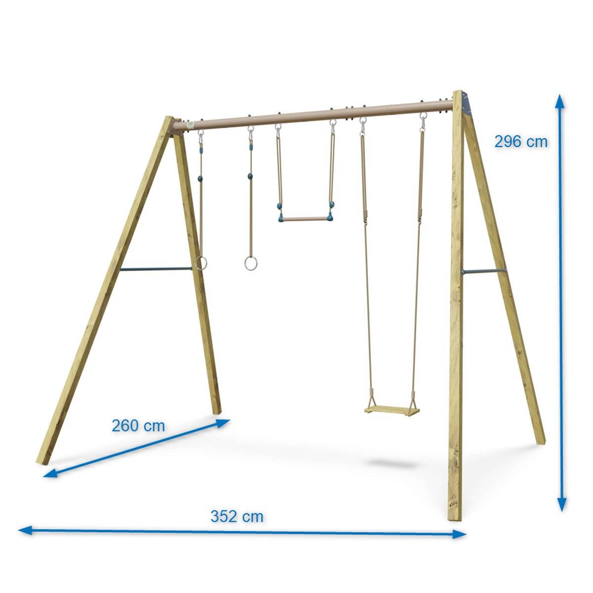 Balançoire en bois poutre métal 3 m Adulte SKYLER 2 - 3 personnes - Image 3
