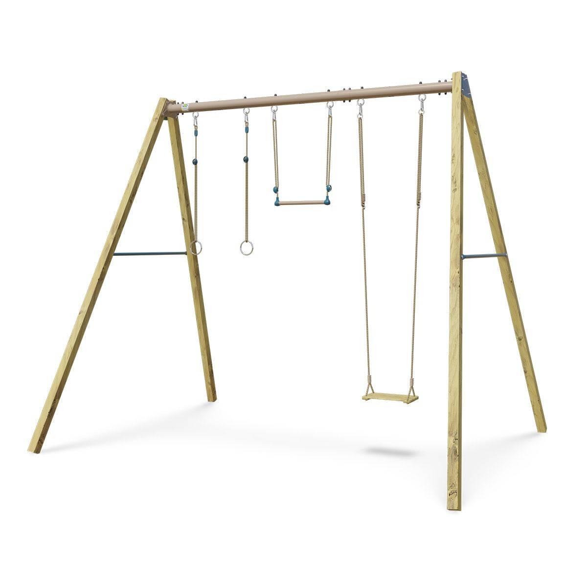 Balançoire en bois poutre métal 3 m Adulte SKYLER 2 - 3 personnes - Image 1