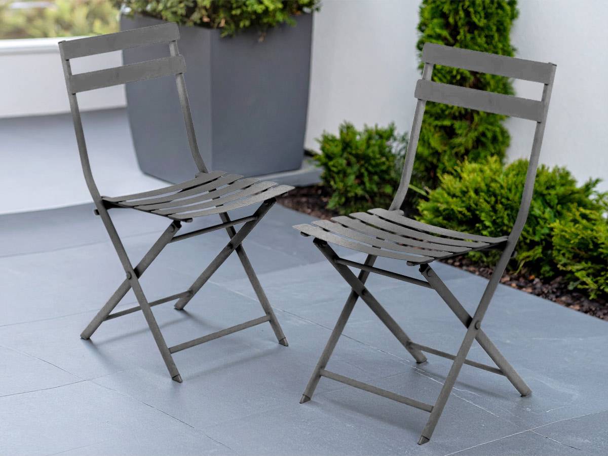 Hesperide - Lot de 2 Chaises de jardin métal pliante Greensboro Graphite - Hesperide - Imagen 2