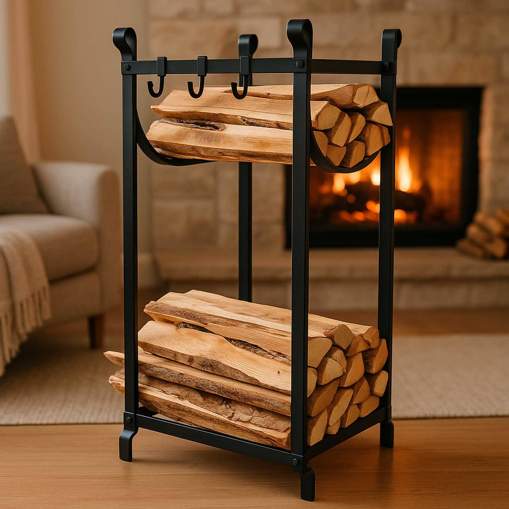 Range bûches d'intérieur 2 niveaux WERKA PRO  h 76cm - Image 3