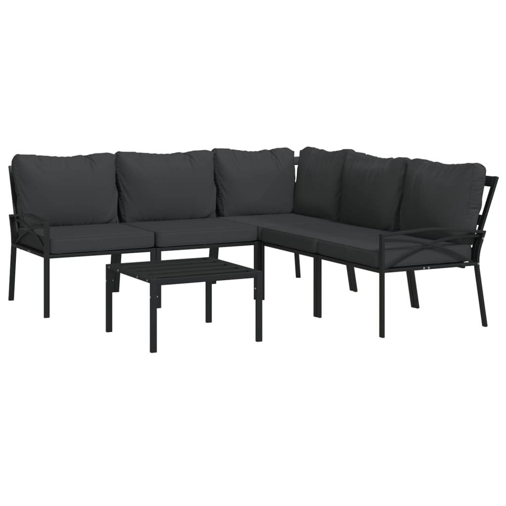 Helloshop26 - Salon de jardin meuble d'extérieur ensemble de mobilier 6 pièces avec coussins gris acier - Imagen 1