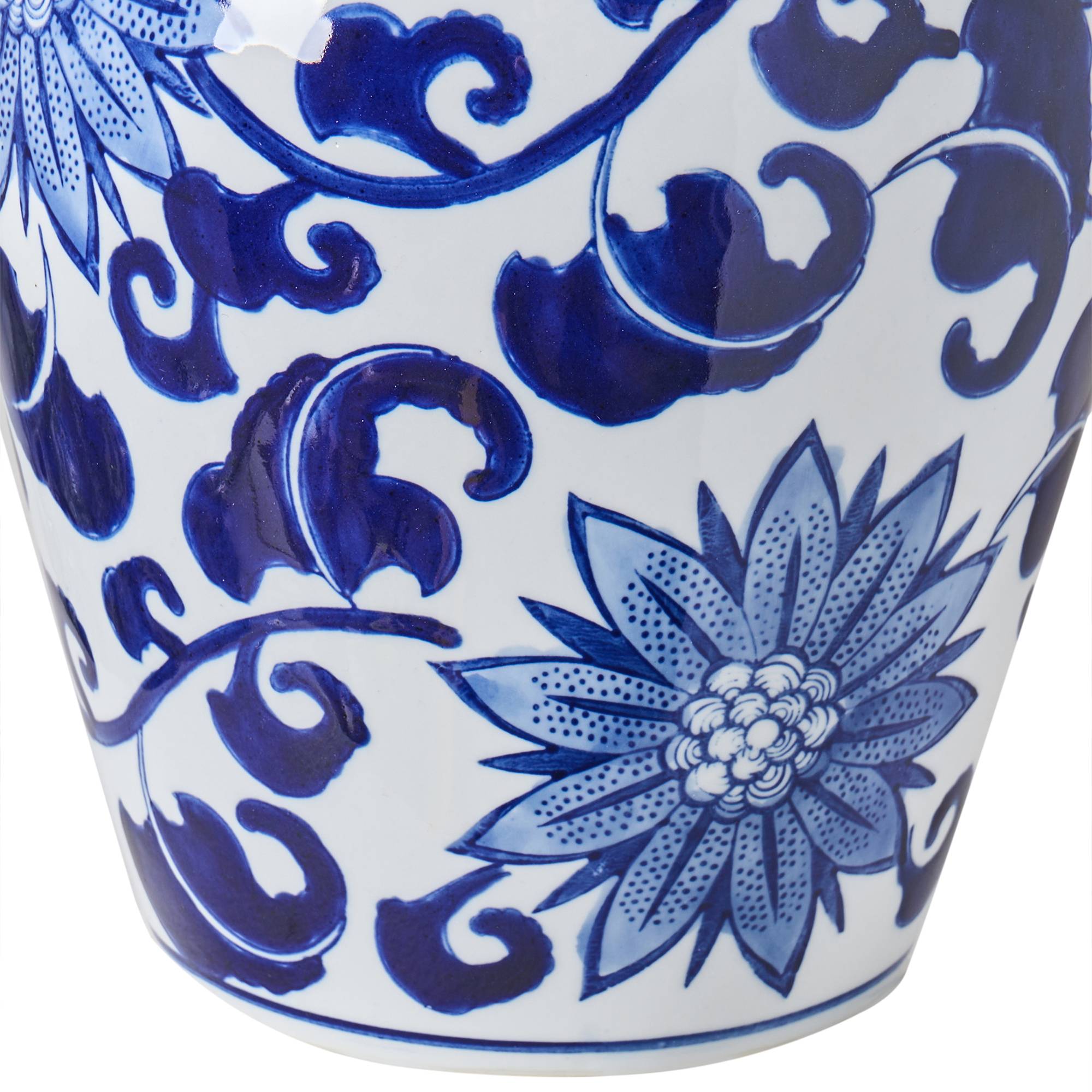 Beliani - Vase avec couvercle Porcelaine Blanc/bleu CUENCA - 18x18x36- Beliani - Image 6