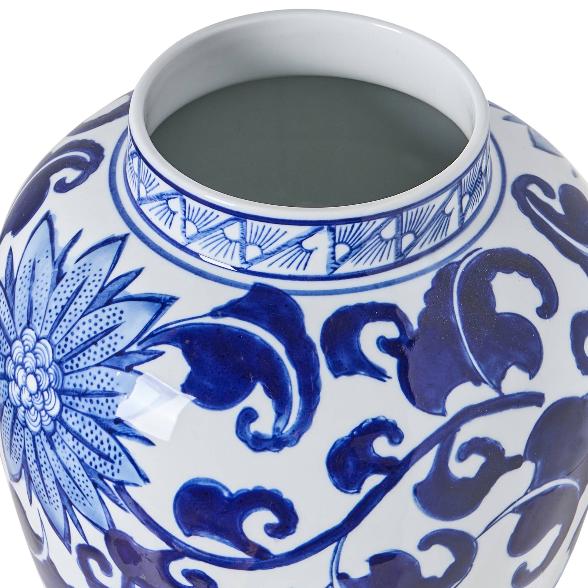 Beliani - Vase avec couvercle Porcelaine Blanc/bleu CUENCA - 18x18x36- Beliani - Image 5