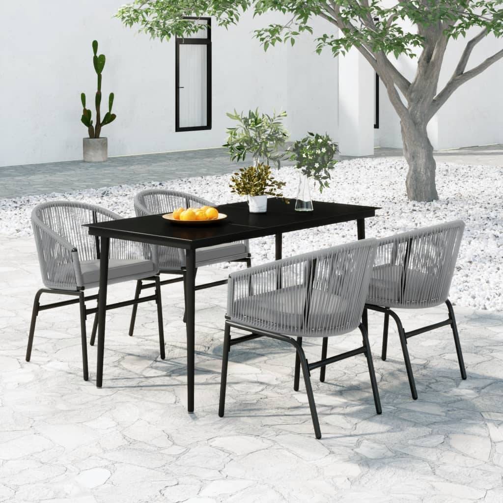 Ensemble Repas 4P 140cm Rotin PVC avec Coussins Gris – ComfortXL Outdoor Living - Image 1