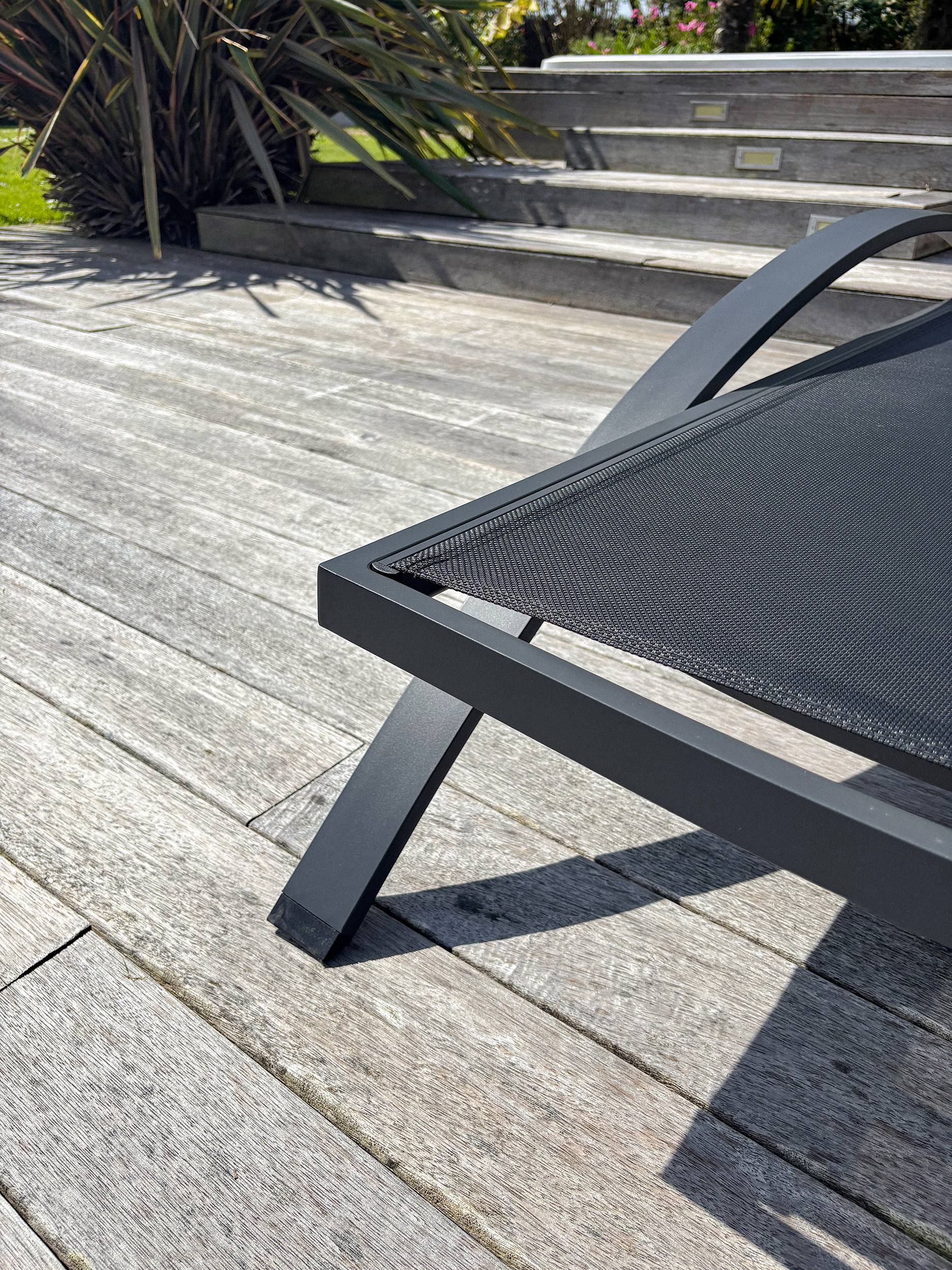 Dcb Garden - Lot de 2 Bains de Soleil Empilables "Barcelona" 195cm Noir - Imagen 8