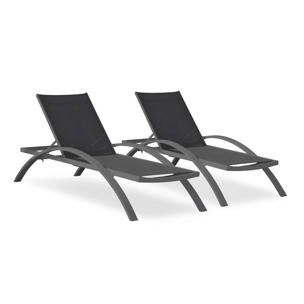 Dcb Garden - Lot de 2 Bains de Soleil Empilables "Barcelona" 195cm Noir - Imagen 1