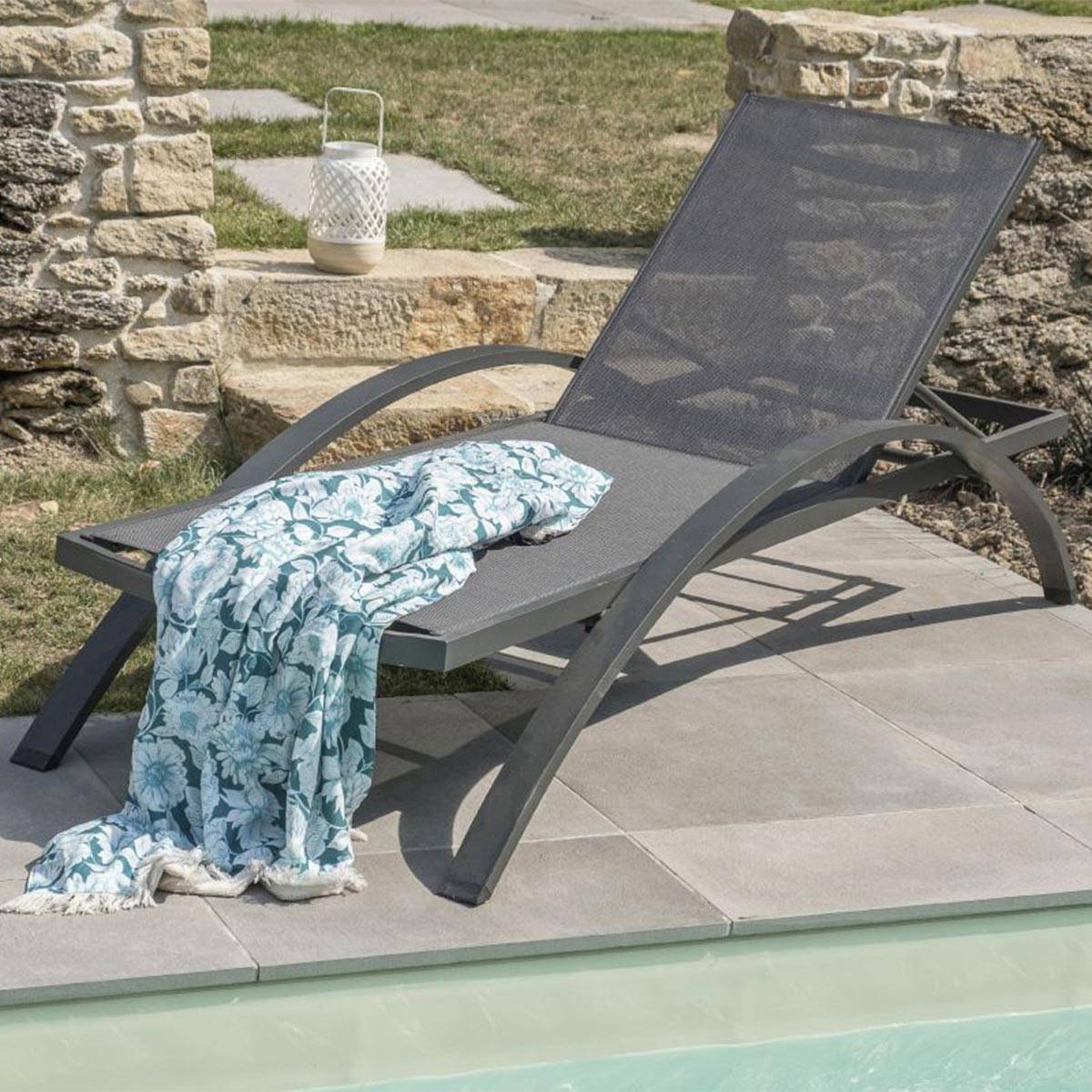 Dcb Garden - Lot de 2 Bains de Soleil Empilables "Barcelona" 195cm Noir - Imagen 6