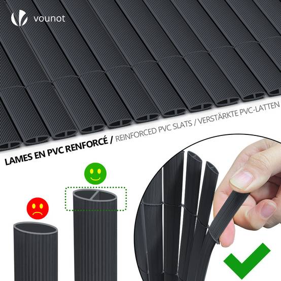 Canisse PVC brise vue ultra renforce avec attaches de fixation 90x500cm gris - Image 2