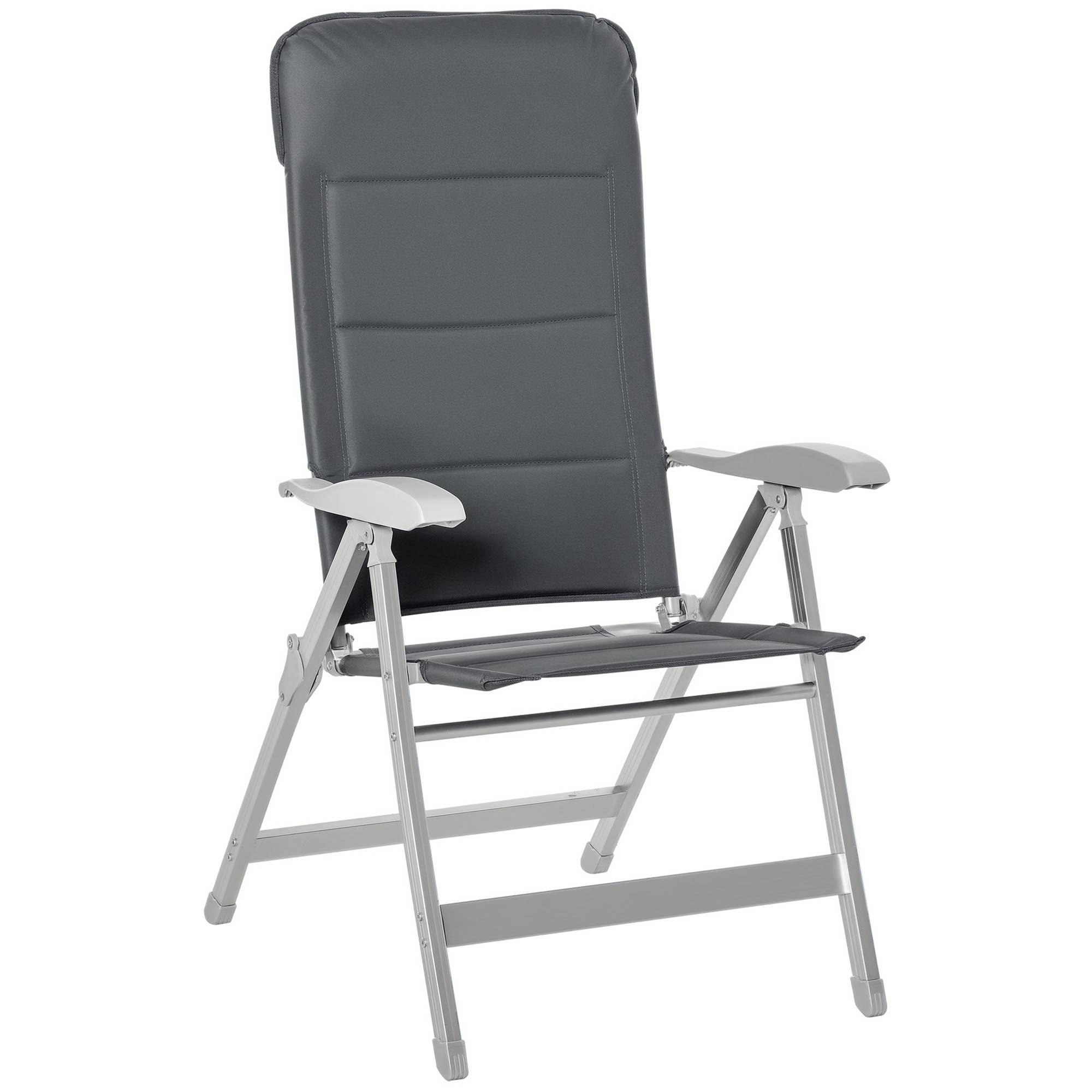 Chaise de jardin pliante aluminium et tissu gris 75 x 61.5 x 115 cm - PANGIVO - Image 1