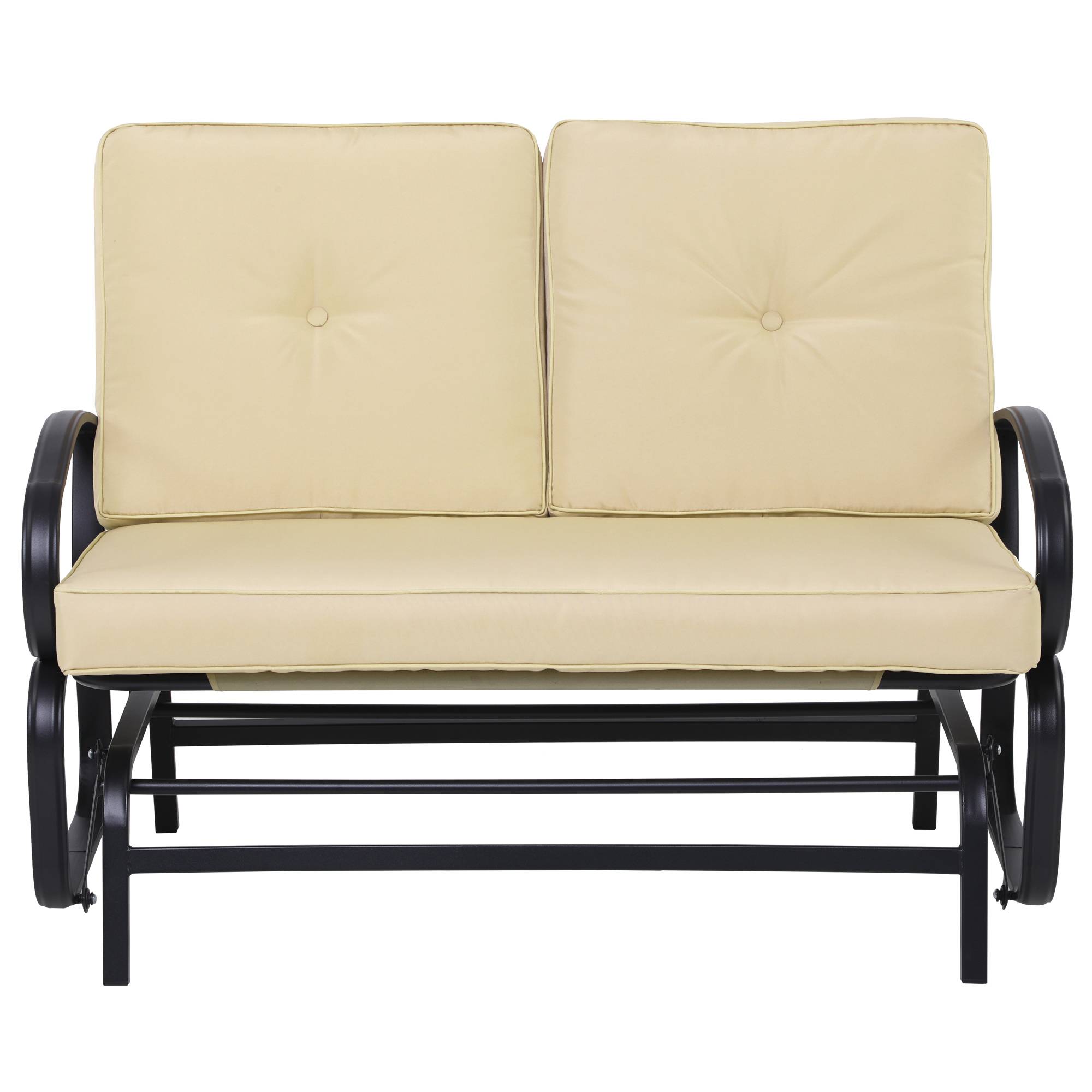 Outsunny - Banc à bascule de jardin 2 places style colonial acier époxy noir coussins beige - Outsunny - Imagen 3