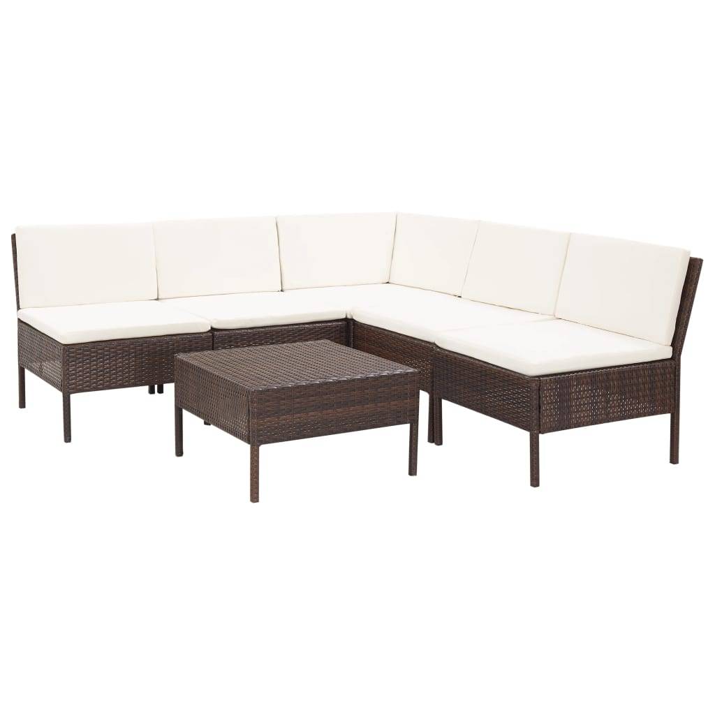Vidaxl - Salon de jardin 6 pcs avec coussins Résine tressée Marron vidaXL 48935 - Imagen 1