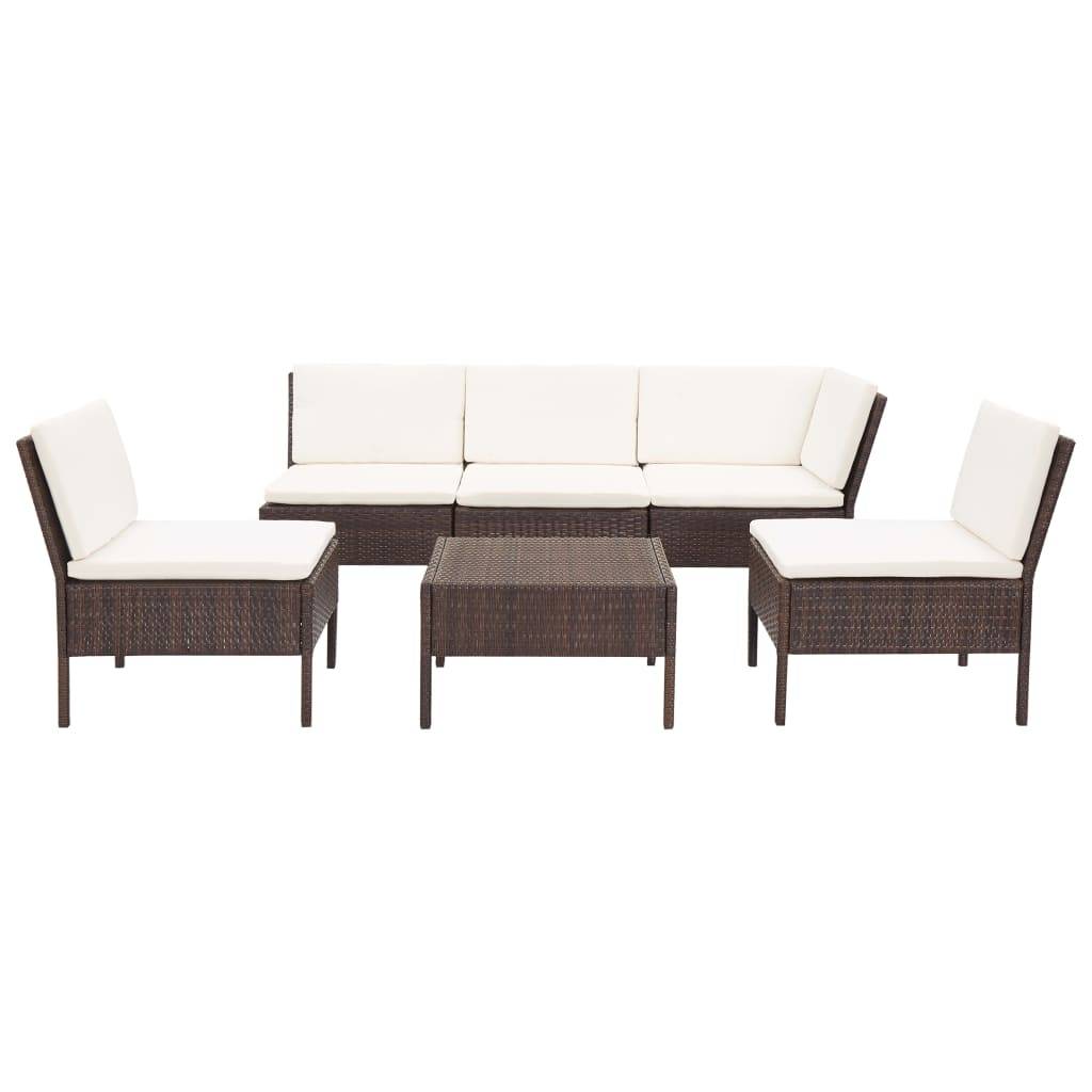 Vidaxl - Salon de jardin 6 pcs avec coussins Résine tressée Marron vidaXL 48935 - Imagen 2