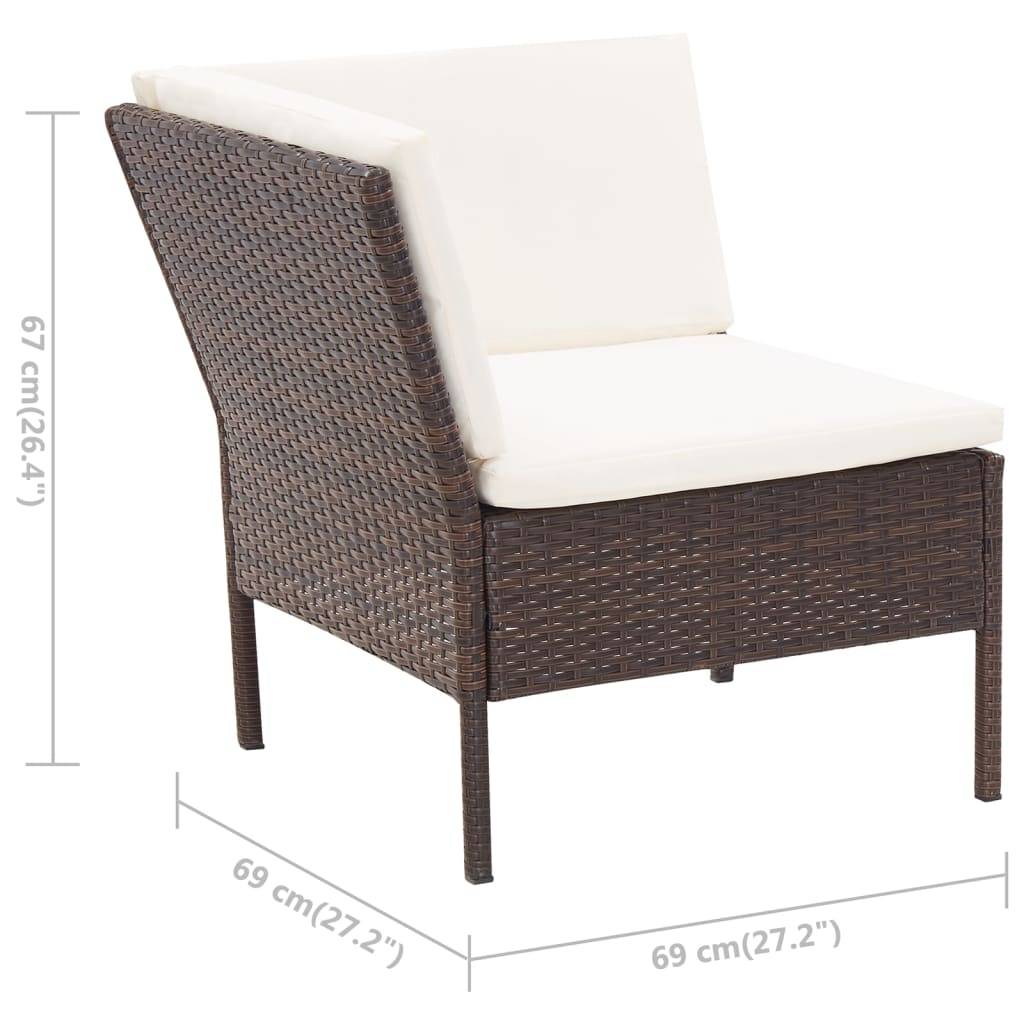 Vidaxl - Salon de jardin 6 pcs avec coussins Résine tressée Marron vidaXL 48935 - Imagen 3
