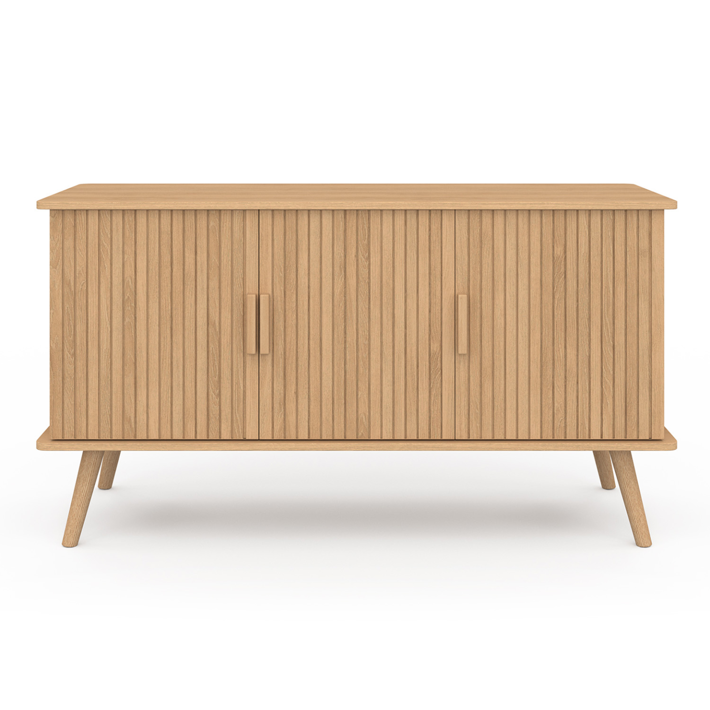 Buffet 110 cm JULIETTE 3 portes lattes tasseau bois coloris chêne - Image 3