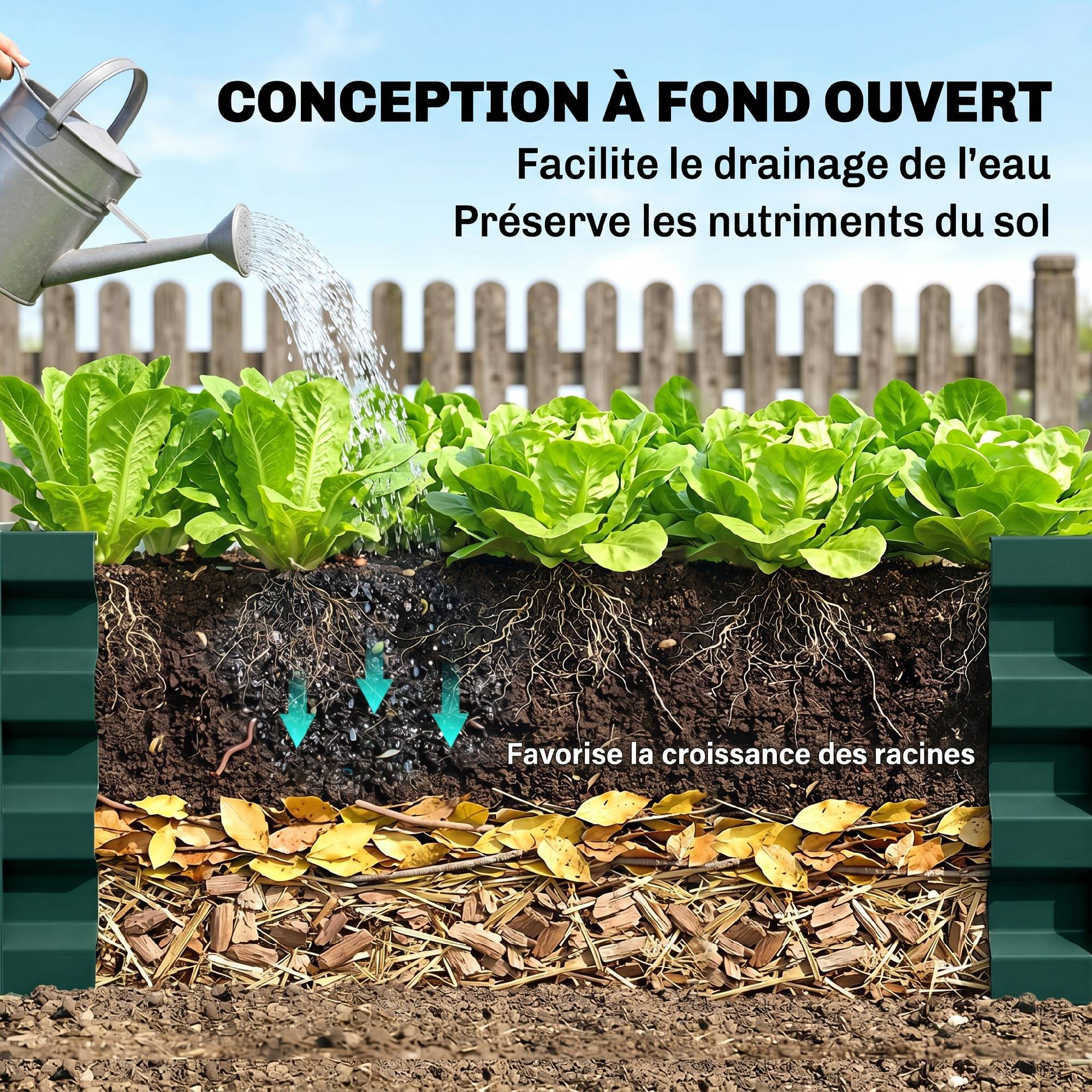 ComfortXL - Lot de 2 carrés potagers rectangulaires en acier galvanisé 120 x 60 x 30,5 cm vert foncé pour jardin et serre - Image 6