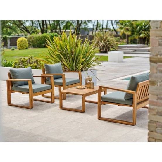 Dcb Garden - Salon bas de jardin - Olive - Bois d'acacia - 4 places - Aracaju - Image 2