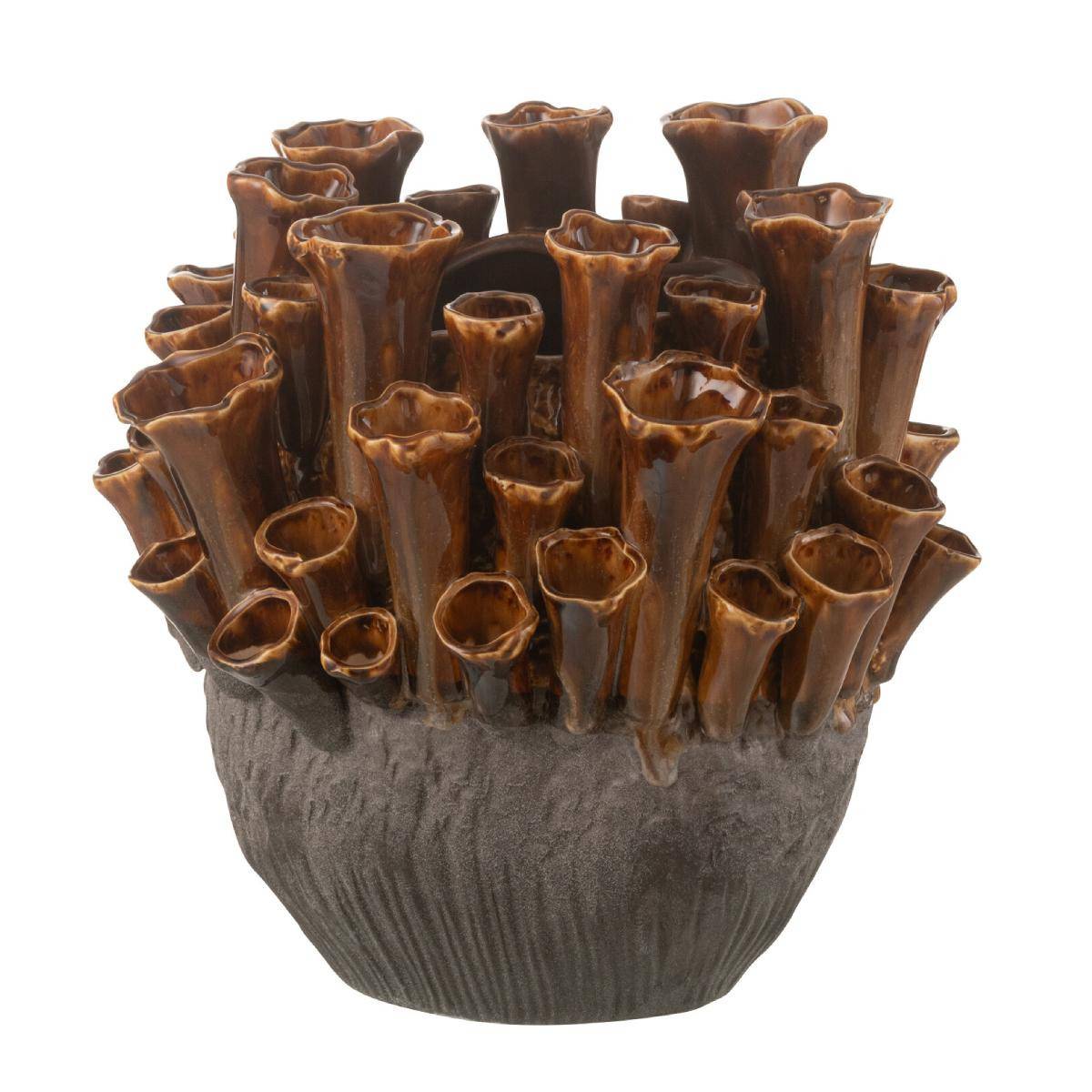 J-Line - Vase en Porcelaine "Anémone" 28cm Marron - Image 1