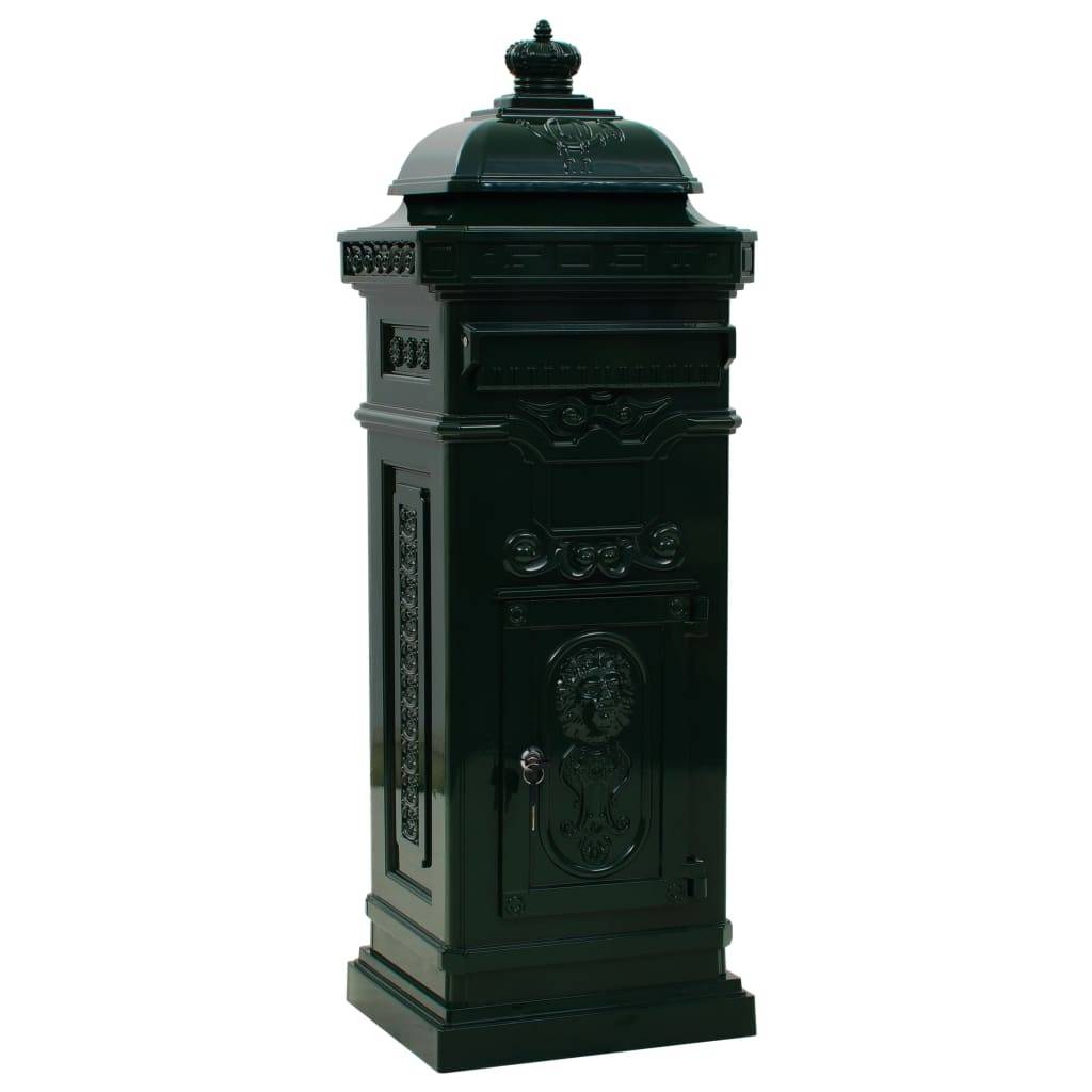 Boîte aux lettres à pilier aluminium vintage antirouille vert - Image 1