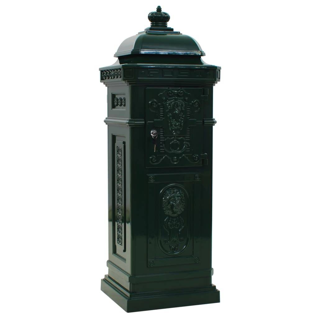 Boîte aux lettres à pilier aluminium vintage antirouille vert - Image 6