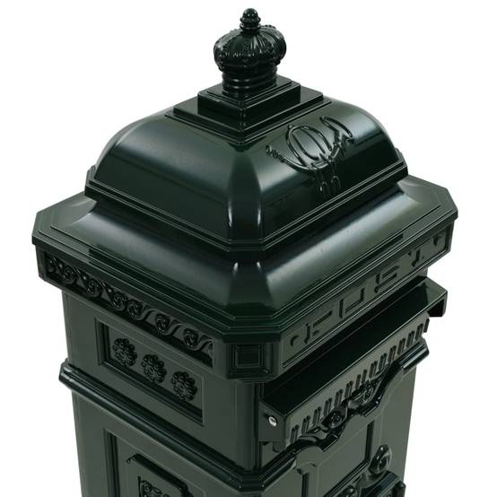 Boîte aux lettres à pilier aluminium vintage antirouille vert - Image 9