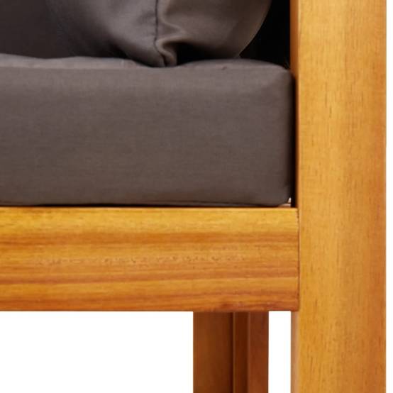 Ensemble de Jardin Compact 4 Pièces en Bois d'Acacia et Rotin Tressé avec Pouf pour Terrasse Gris – ComfortXL Outdoor Living - Image 8