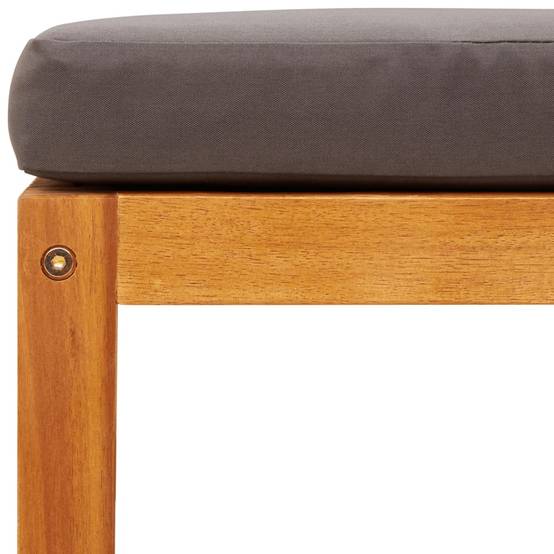 Ensemble de Jardin Compact 4 Pièces en Bois d'Acacia et Rotin Tressé avec Pouf pour Terrasse Gris – ComfortXL Outdoor Living - Image 9