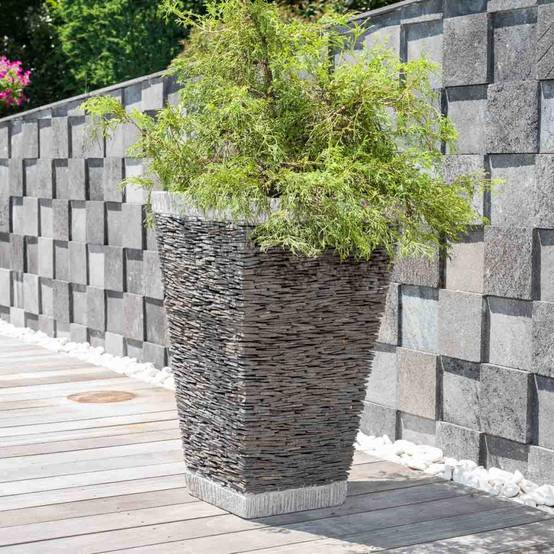 Wanda COLLECTION - Pot bac jardinière carré ardoise 80cm jardin terrasse pierre naturelle - Image 8