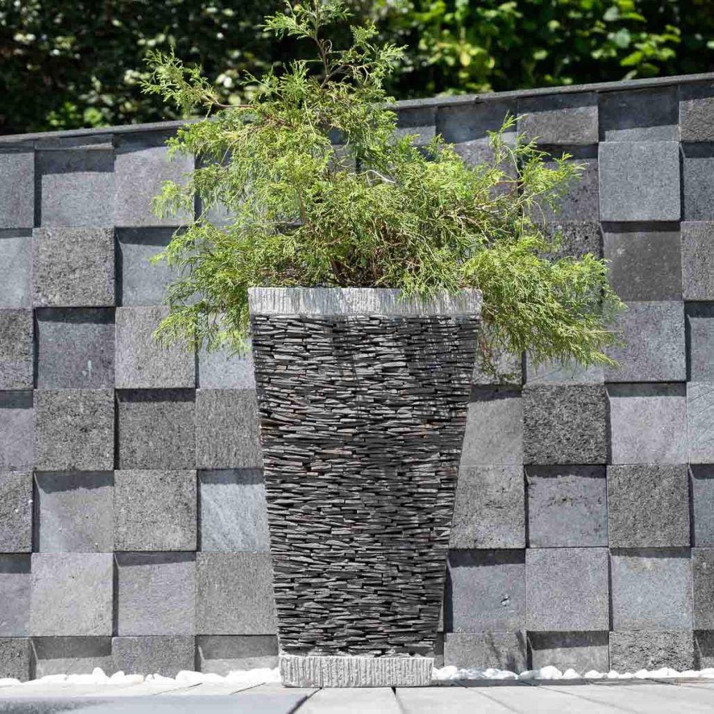 Wanda COLLECTION - Pot bac jardinière carré ardoise 80cm jardin terrasse pierre naturelle - Image 7