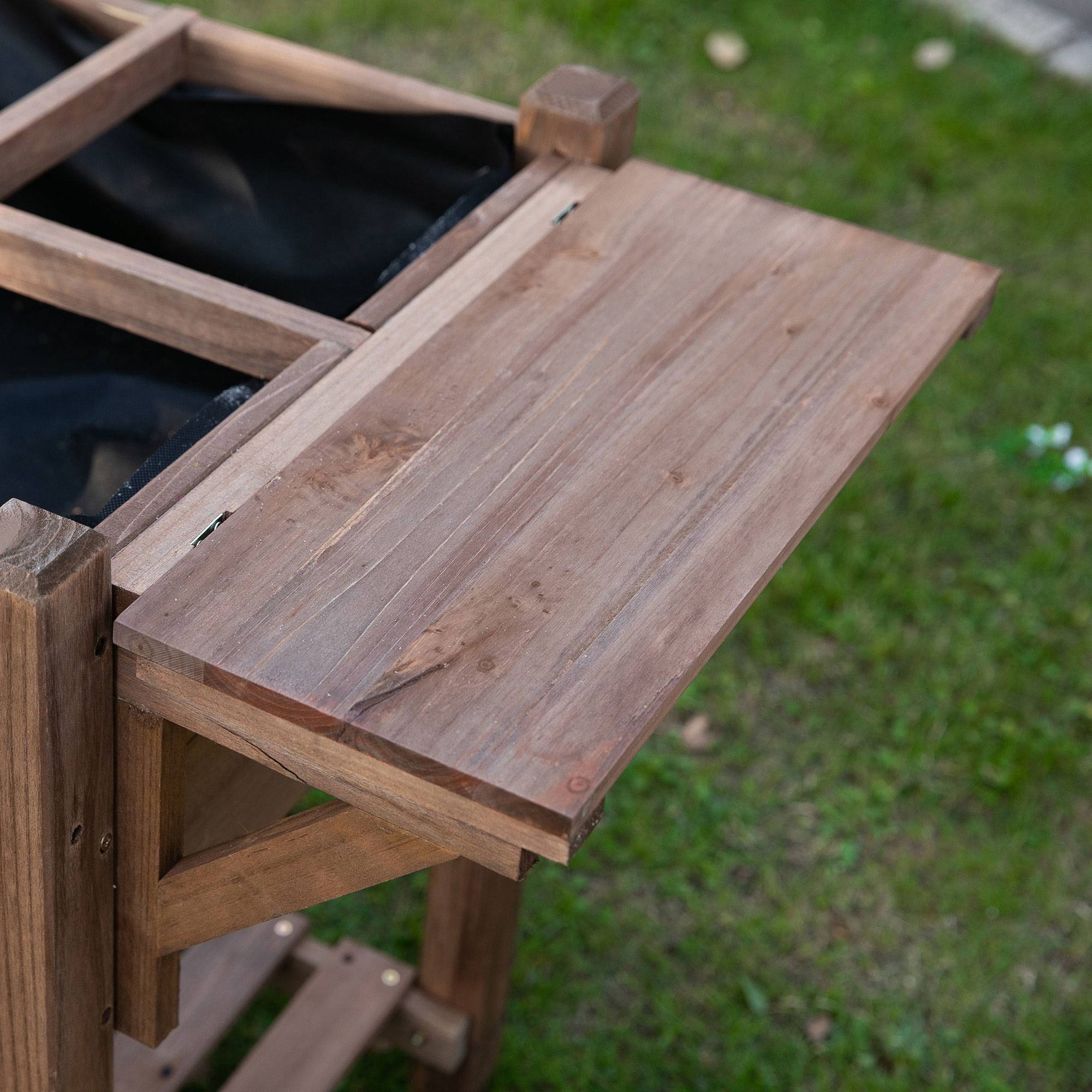 ComfortXL - Carré potager surélevé en bois de sapin 123 x 54 x 80 cm marron pour balcon et jardin avec tablette pliante - Image 7