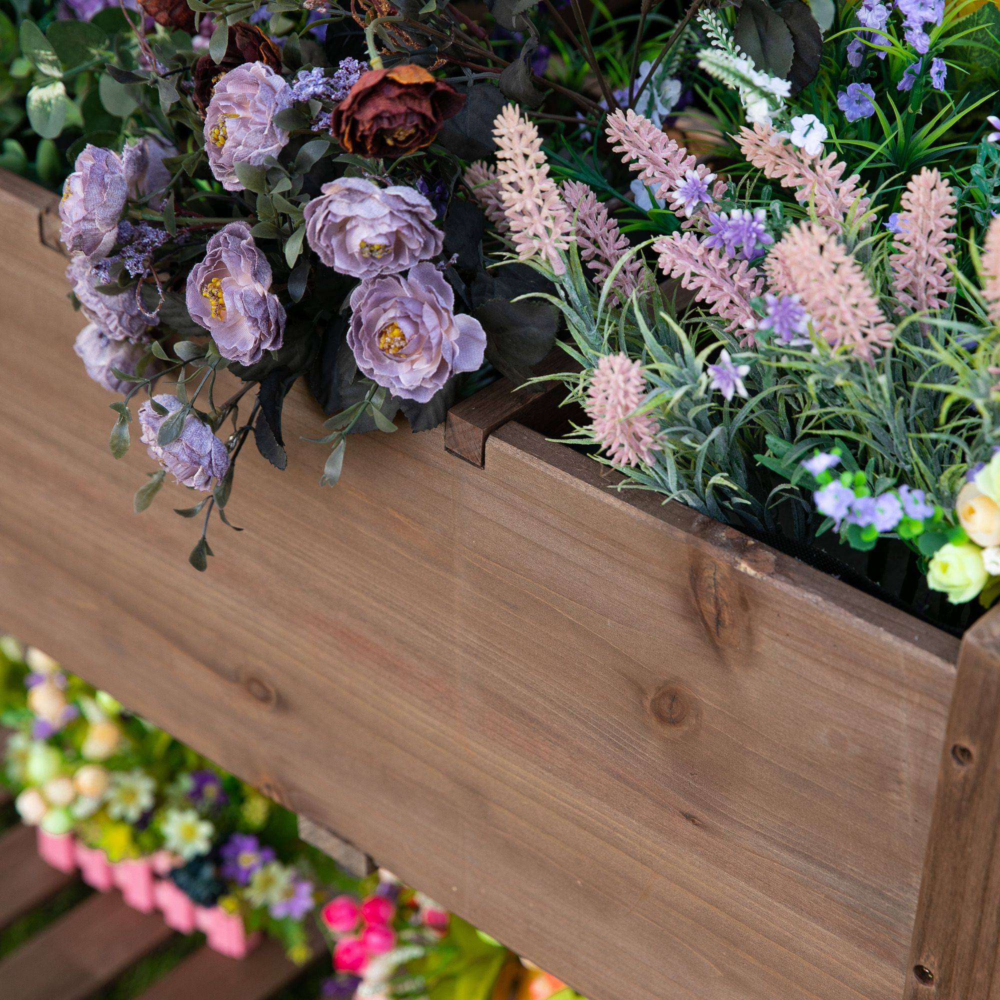 ComfortXL - Carré potager surélevé en bois de sapin 123 x 54 x 80 cm marron pour balcon et jardin avec tablette pliante - Image 8